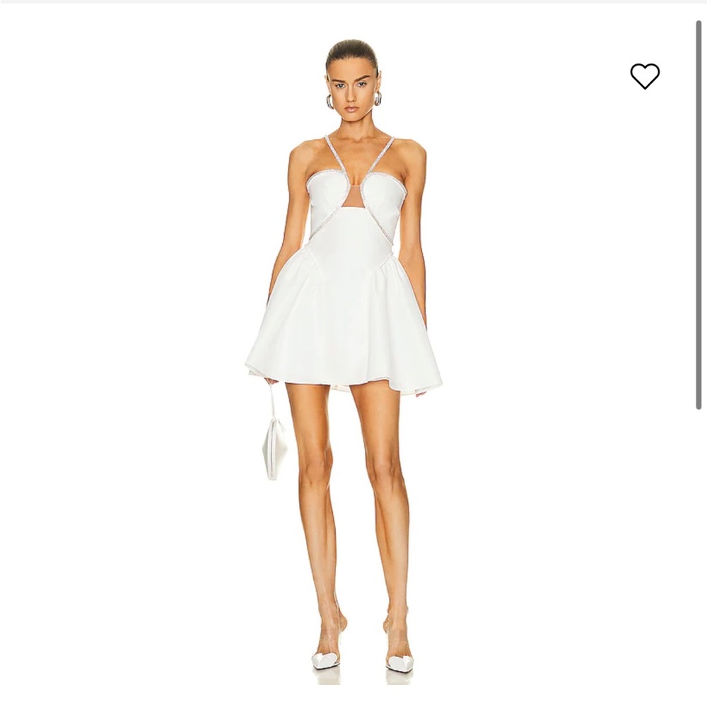 Self Portrait 
WHITE TAFFETA FLARED MINI DRESS - US 4